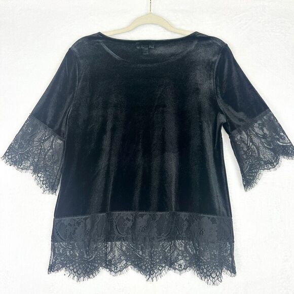 The Limited Velvet Lace Top Size Small Black Whimsigoth Fairy Goth Witchy - Picture 2 of 4